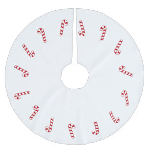 Christmas red white candy cane cute modern brushed polyester tree skirt