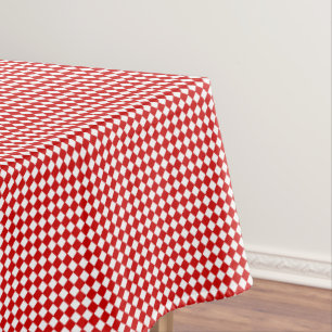 Christmas Red White Chequered Check Pattern Decor Tablecloth