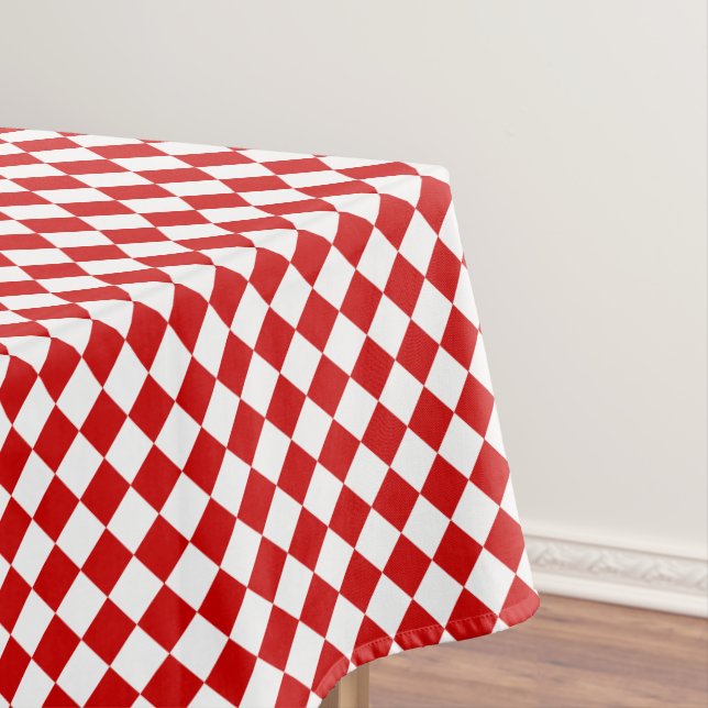 Christmas Red White Chequered Pattern Home Decor Tablecloth (In Situ)
