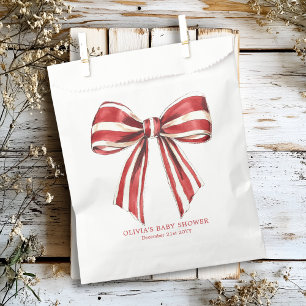 Christmas Red   White Coquette Bow Baby Shower Favour Bag