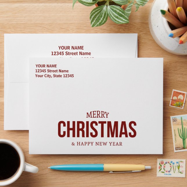Christmas red & white envelope (Desk)