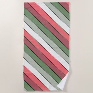 Christmas Red White Green Colour On Textured Paper Beach Towel
