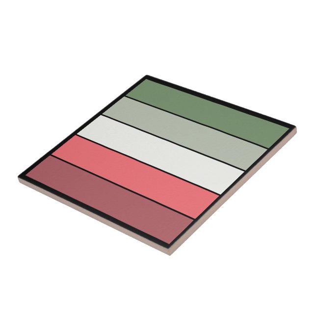 Christmas Red White Green Colour On Textured Paper Ceramic Tile (Side)