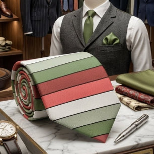 Christmas Red White Green Colour On Textured Paper Tie