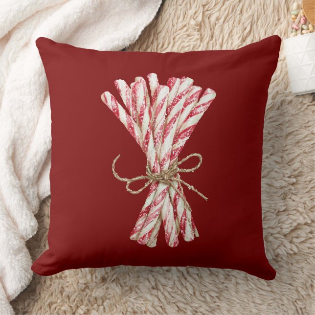 Christmas Red White Peppermint  Cushion (Blanket)