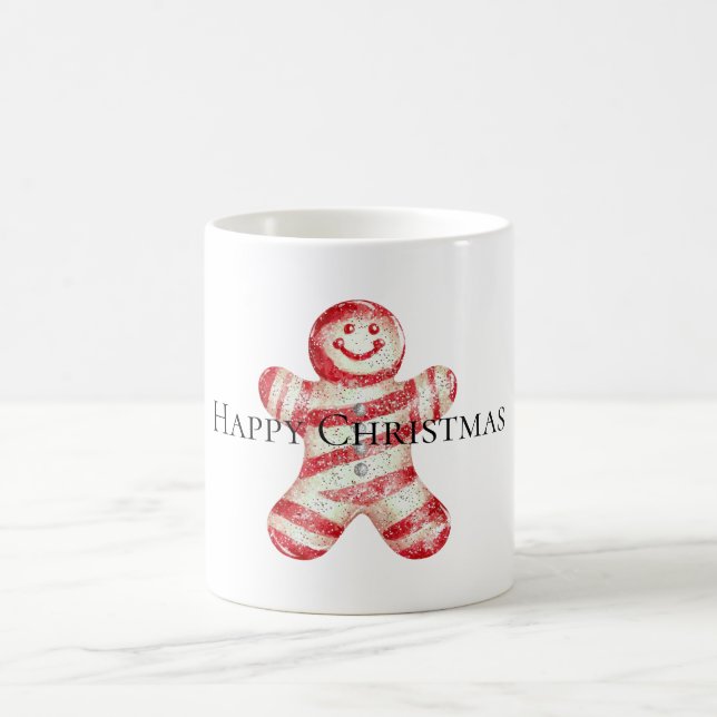 Christmas Red White Peppermint Gingerbread Cookie Magic Mug (Center)