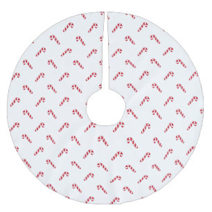 Christmas red white simple cute candy cane pattern brushed polyester tree skirt