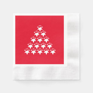 Christmas red white Snow Stars Tree paper Napkin