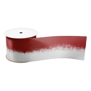 Christmas Red White Snowflakes Pattern Satin Ribbon
