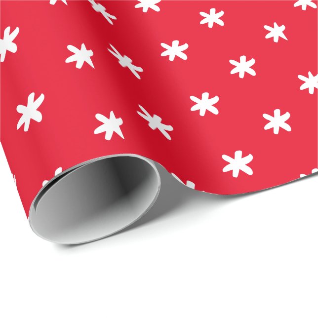 Christmas red white snowflakes winter holidays wrapping paper (Roll Corner)