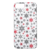 Christmas, red, white, snowflakes, winter, New yea