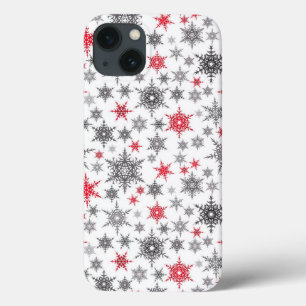 Christmas, red, white, snowflakes, winter, New yea iPhone 13 Case