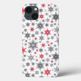 Christmas, red, white, snowflakes, winter, New yea iPhone 13 Case