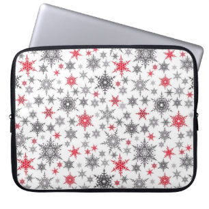 Christmas, red, white, snowflakes, winter, New yea Laptop Sleeve