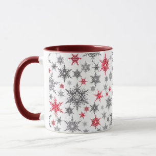 Christmas, red, white, snowflakes, winter, New yea Mug