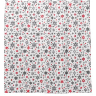 Christmas, red, white, snowflakes, winter, New yea Shower Curtain