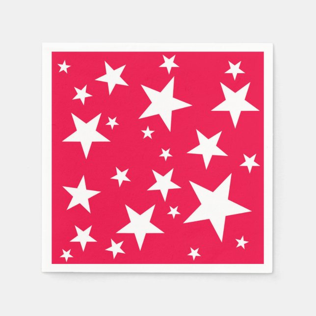 Christmas Red White Stars Elegant Template Napkin (Front)
