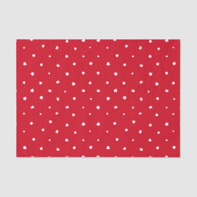 Christmas Red White Stars Whimsical Holiday Tissue Paper (Front)
