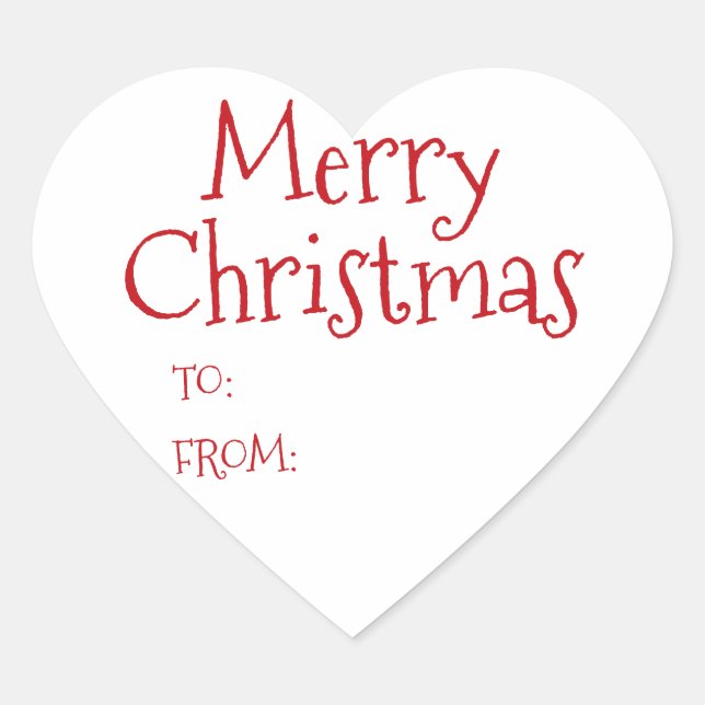 Christmas  red white to from blank cute heart sticker (Front)