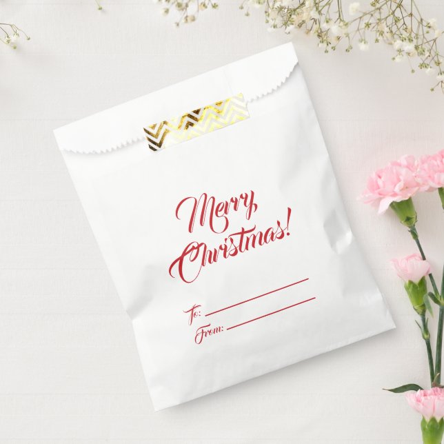 Christmas red white to from blank script elegant favour bag (Sealed)