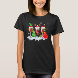 Christmas Red Wine Glass Santa Hat For Women Men X T-Shirt