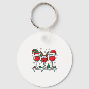 Christmas Red Wine Glasses Holiday Vector Key Ring