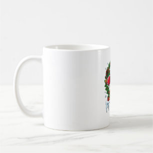 Christmas Red Wine Glasses Holly Wreath Snowman Ha Coffee Mug
