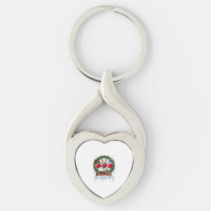 Christmas Red Wine Glasses Holly Wreath Snowman Ha Key Ring