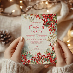 Christmas Red Winter Berries Invitation