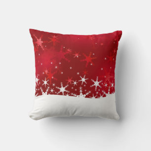Christmas Red Winter Snowflakes Cushion