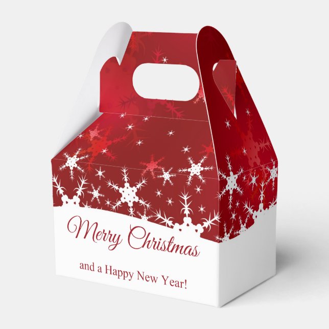 Christmas Red Winter Snowflakes Favour Box (Front Side)