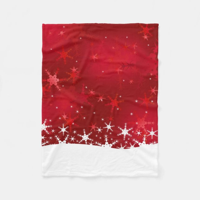 Christmas Red Winter Snowflakes Fleece Blanket (Front)