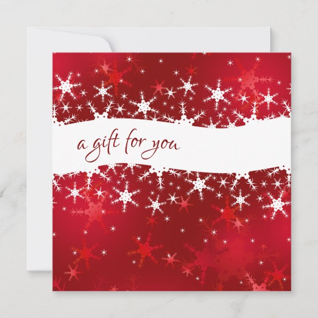 Christmas Red Winter Snowflakes Gift Certificate (Front)
