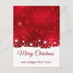 Christmas Red Winter Snowflakes Holiday Postcard