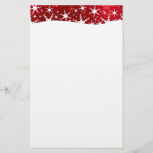 Christmas Red Winter Snowflakes Stationery