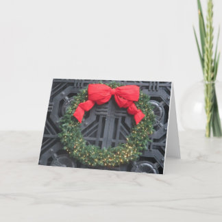 christmas reef on iron door holiday card
