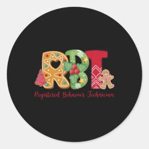 Christmas Registered Behaviour Technician Rbt Aby Classic Round Sticker