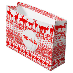 CHRISTMAS REIN DEER LAPLAND red PATTERN Gift Bag