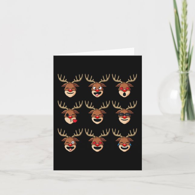 Christmas Reindeeer Faces Fun Boys Girls Kids Xmas Card (Front)