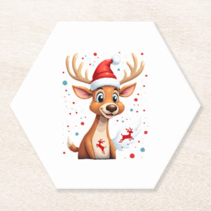christmas Reindeer (1) Paper Coaster