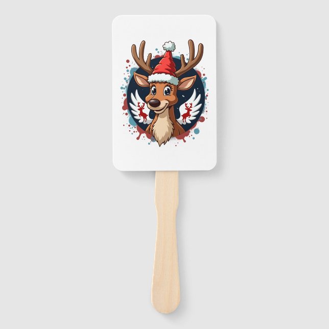 christmas Reindeer (2) Hand Fan (Front)