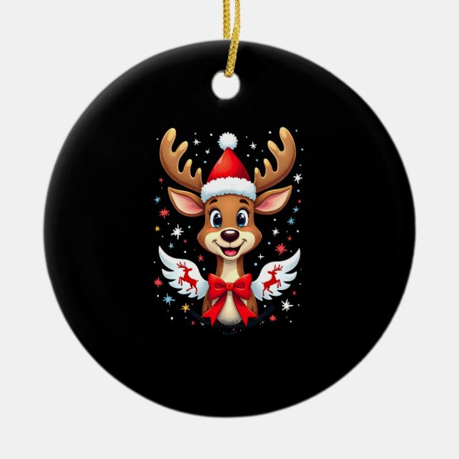 christmas Reindeer (3) Ceramic Ornament (Front)