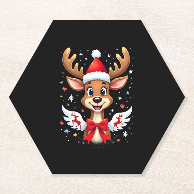 christmas Reindeer (3) Paper Coaster (Front)