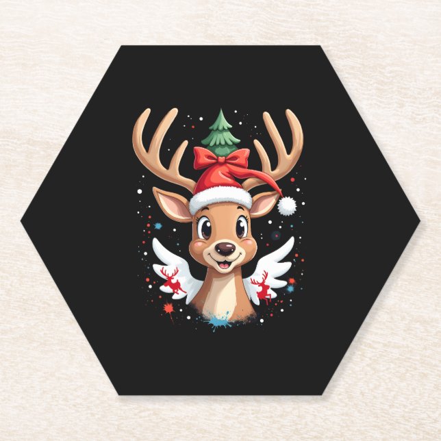 christmas Reindeer (4) Paper Coaster (Front)