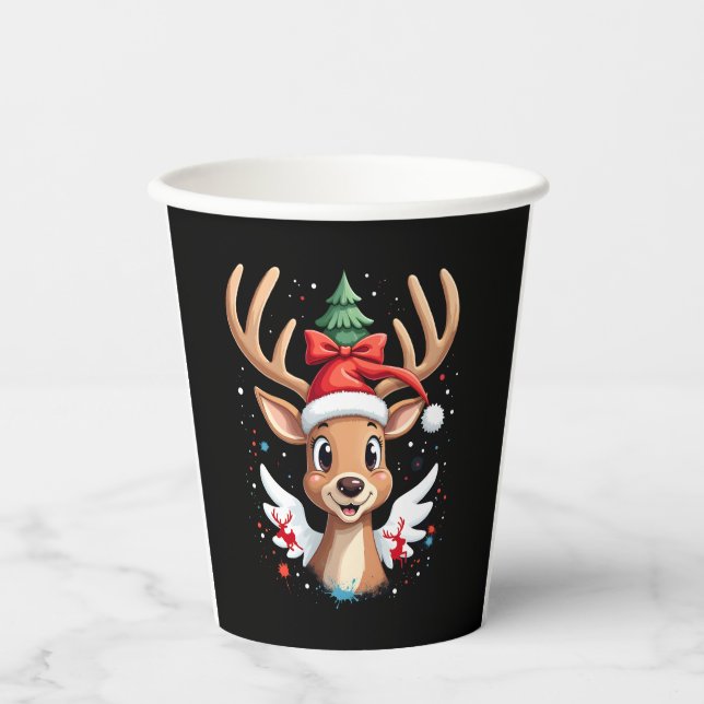 christmas Reindeer (4) Paper Cups (Front)
