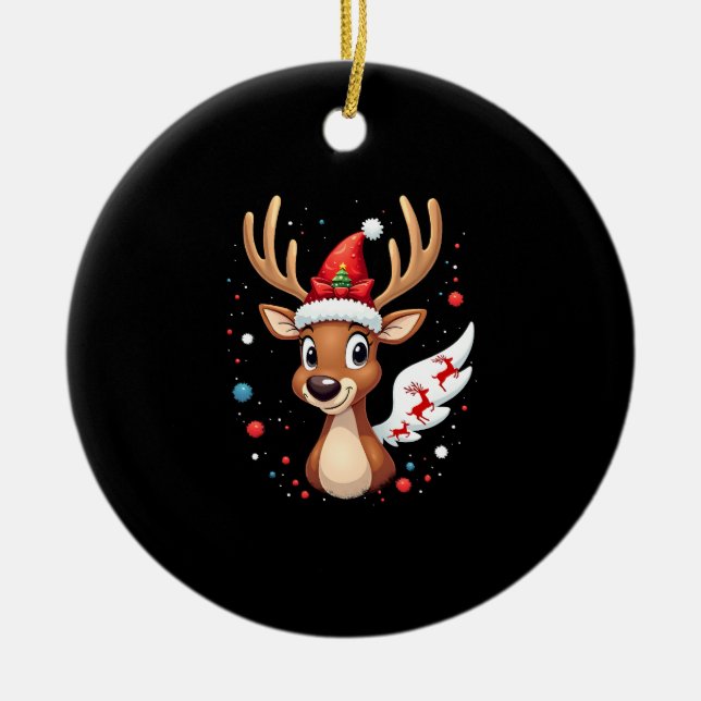 christmas Reindeer (5) Ceramic Ornament (Front)