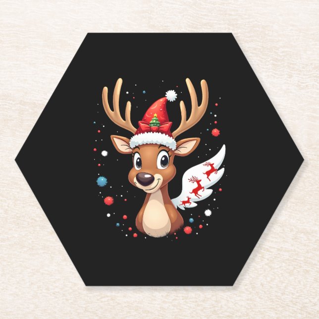 christmas Reindeer (5) Paper Coaster (Front)