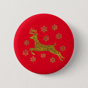 Christmas Reindeer 6 Cm Round Badge