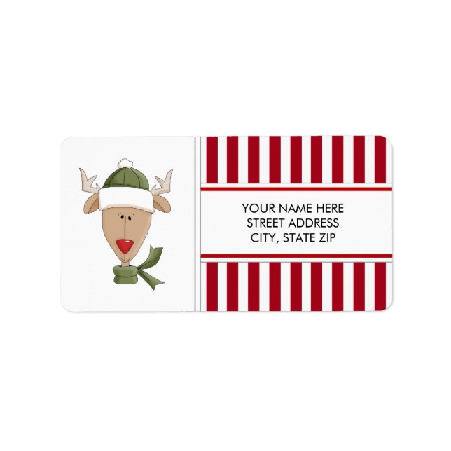 Christmas Reindeer Address Mailing Labels (Front)