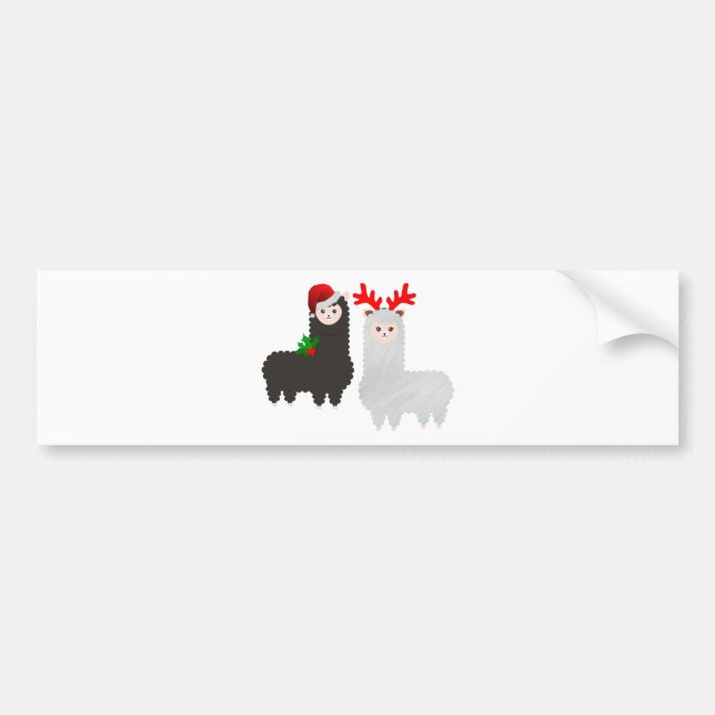christmas reindeer alpacas bumper sticker (Front)